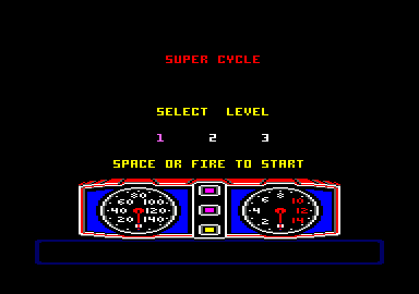 Super Cycle (Amstrad CPC) screenshot: Select your skill level