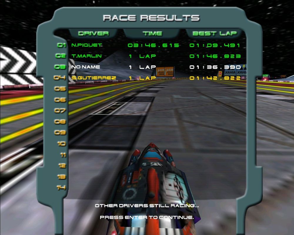 Nelson Piquet's Grand Prix: Evolution (Windows) screenshot: The end of a race, well the player finished others are still racing