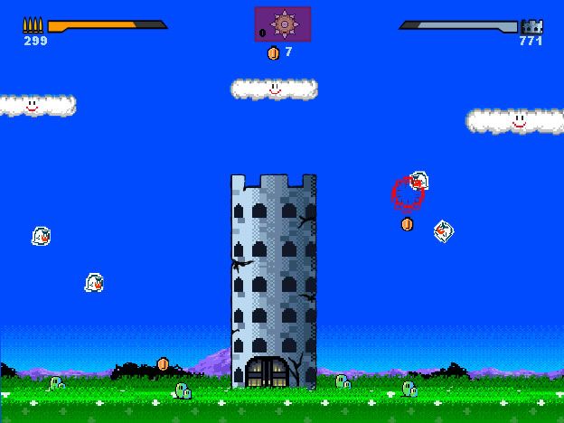 Mario World: Overrun (Browser) screenshot: Flying ghosts in this stage