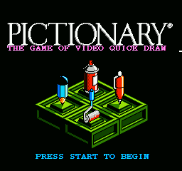 Pictionary: The Game of Video Quick Draw (NES) screenshot: Title screen