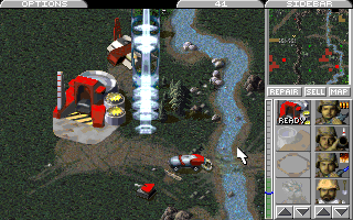 Command & Conquer: The Covert Operations (DOS) screenshot: The GDI use the Ion Cannon to safely neutralise the feeble Nod defences.