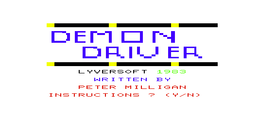 Demon Driver (VIC-20) screenshot: Title
