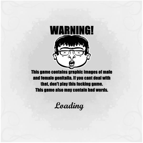 The C word (Browser) screenshot: A warning before starting to play the game. Some of the content can be considered offensive.