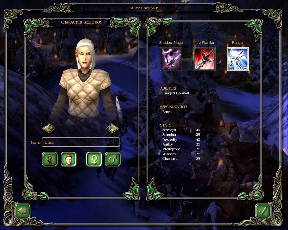 SpellForce: The Breath of Winter (Windows) screenshot: Character generation