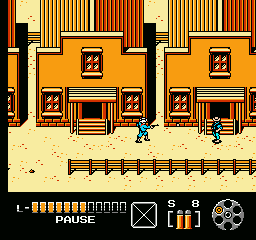 The Lone Ranger (NES) screenshot: Shooting at an enemy
