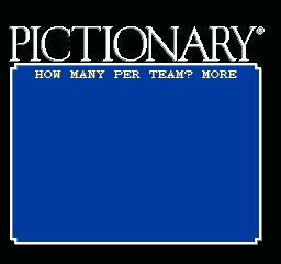 Pictionary: The Game of Video Quick Draw (NES) screenshot: # of players per team, either one or more
