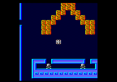 Titan (Amstrad CPC) screenshot: Beginning stage 2. Watch the skulls, they will kill you.
