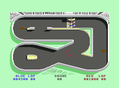 Super Sprint (Commodore 64) screenshot: Track 3