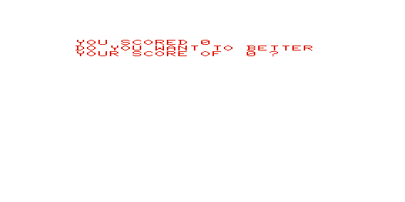 Space Assault (VIC-20) screenshot: Try again, if you dare