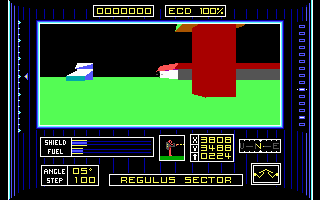 Dark Side (DOS) screenshot: Regulus sector, game start (EGA)