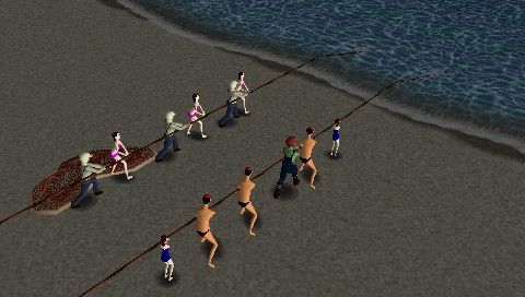 WTF: work time fun (PSP) screenshot: The Net - after a long wait (up to several hours) simply drag the net to the shore