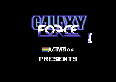 Galaxy Force II (Commodore 64) screenshot: Title screen (That's II spinning)