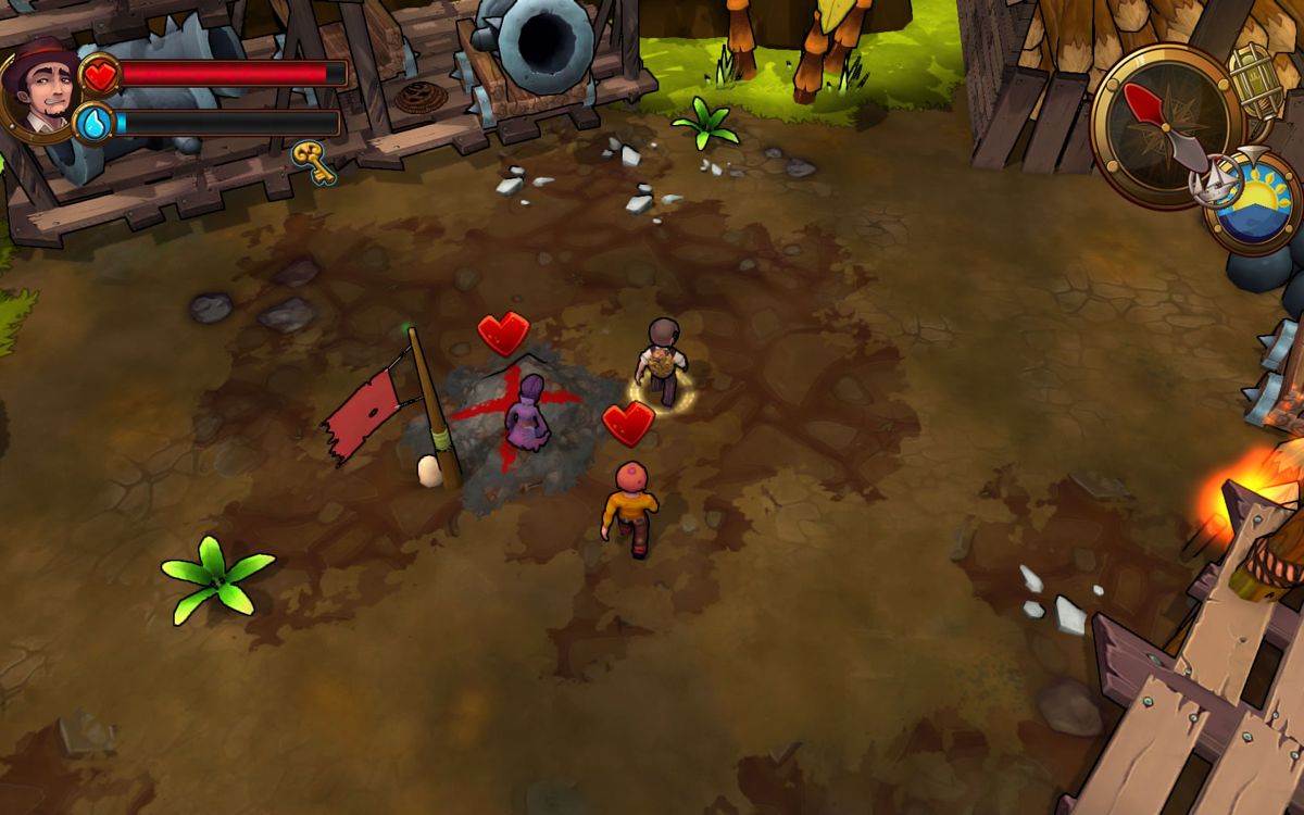 Lost Sea (Windows) screenshot: A crew member is digging for treasure here.