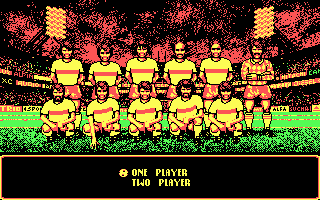 Rick Davis's World Trophy Soccer (DOS) screenshot: Player select (CGA)