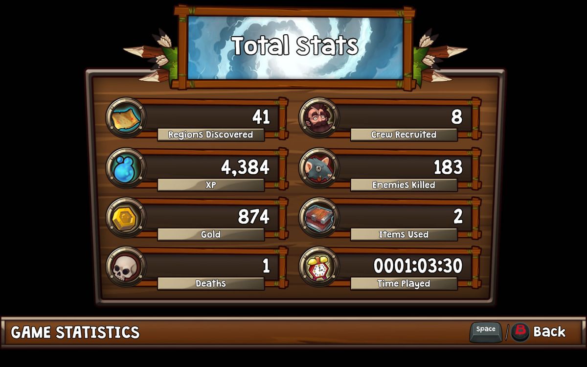 Lost Sea (Windows) screenshot: Game statistics