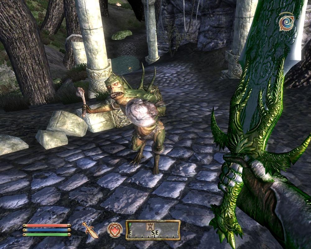 The Elder Scrolls IV: Shivering Isles (Windows) screenshot: Grummite Beater is your first enemy in the Shivering Isles add-on.
