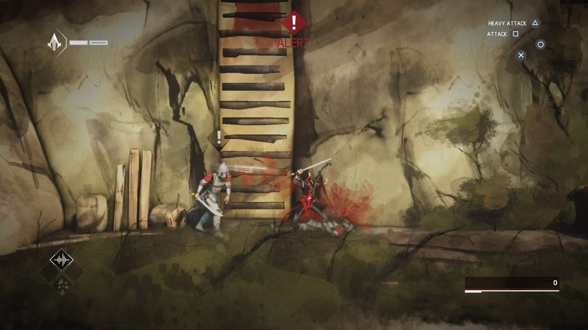 Assassin's Creed Chronicles: China (PlayStation 4) screenshot: Enemy soldiers will throw knives at you from a distance
