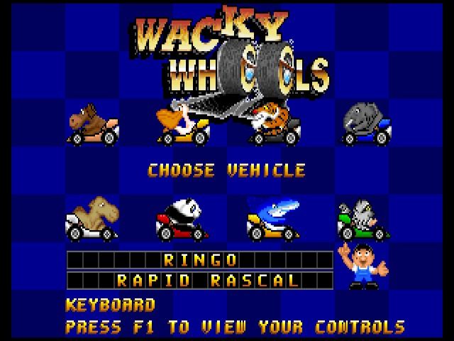 Wacky Wheels (Macintosh) screenshot: Vehicle and driver selection (GOG version)