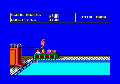 Daley Thompson's Super-Test (Amstrad CPC) screenshot: Ready to perform my dive.