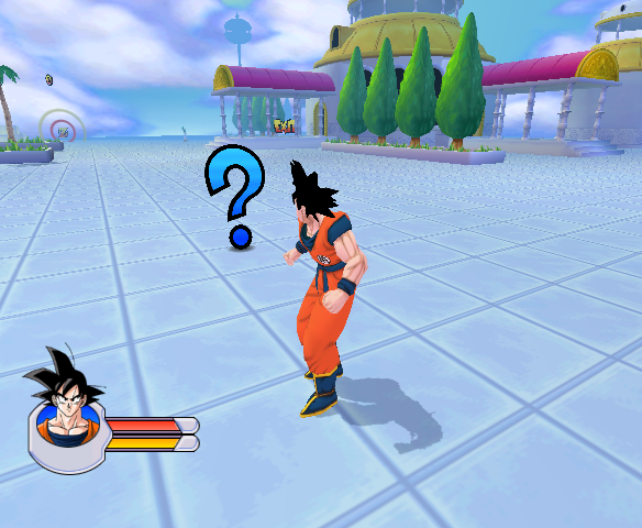 Dragon Ball Z: Sagas (GameCube) screenshot: 'HUH', says Goku, in his usual 'I don't understand shit' tone.