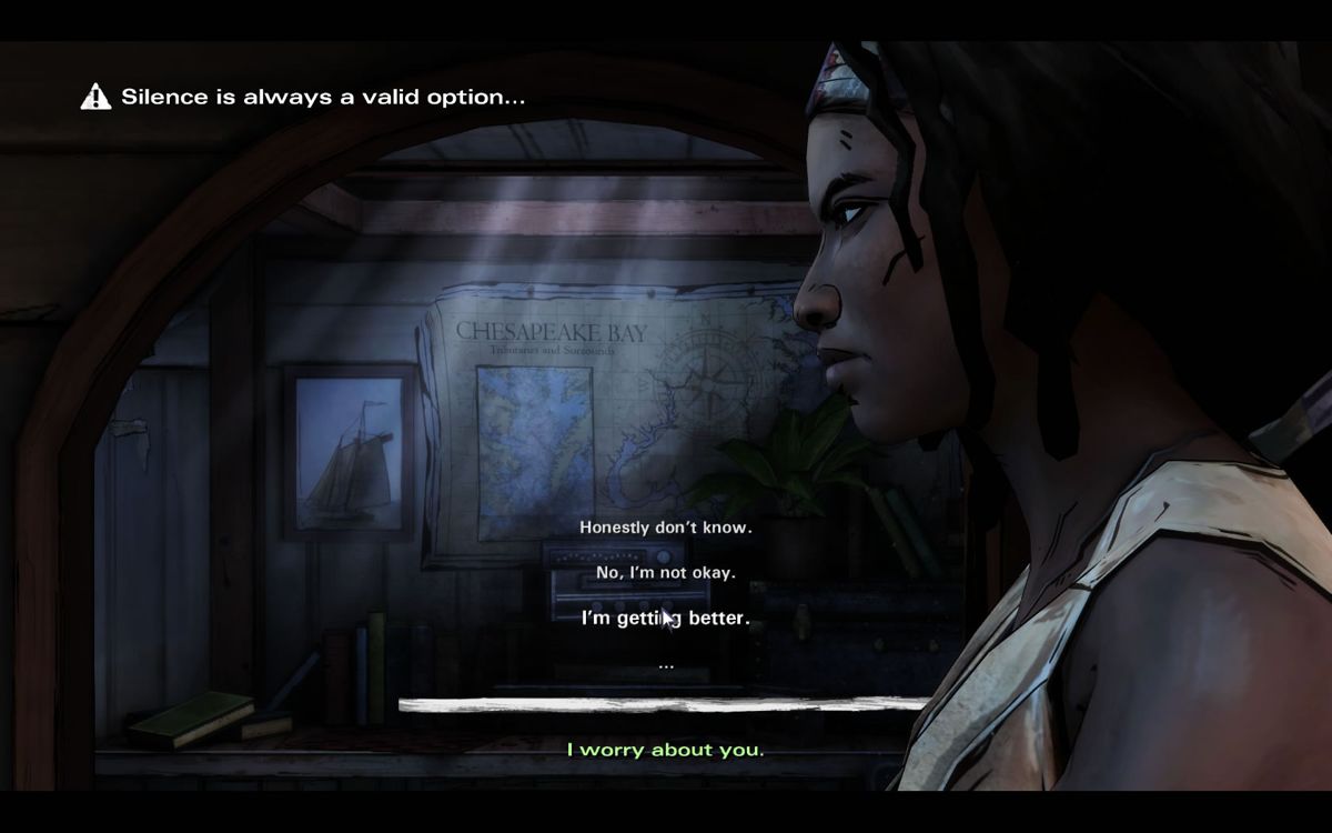The Walking Dead: Michonne (Windows) screenshot: Episode 1 - Michonne aboard the boat