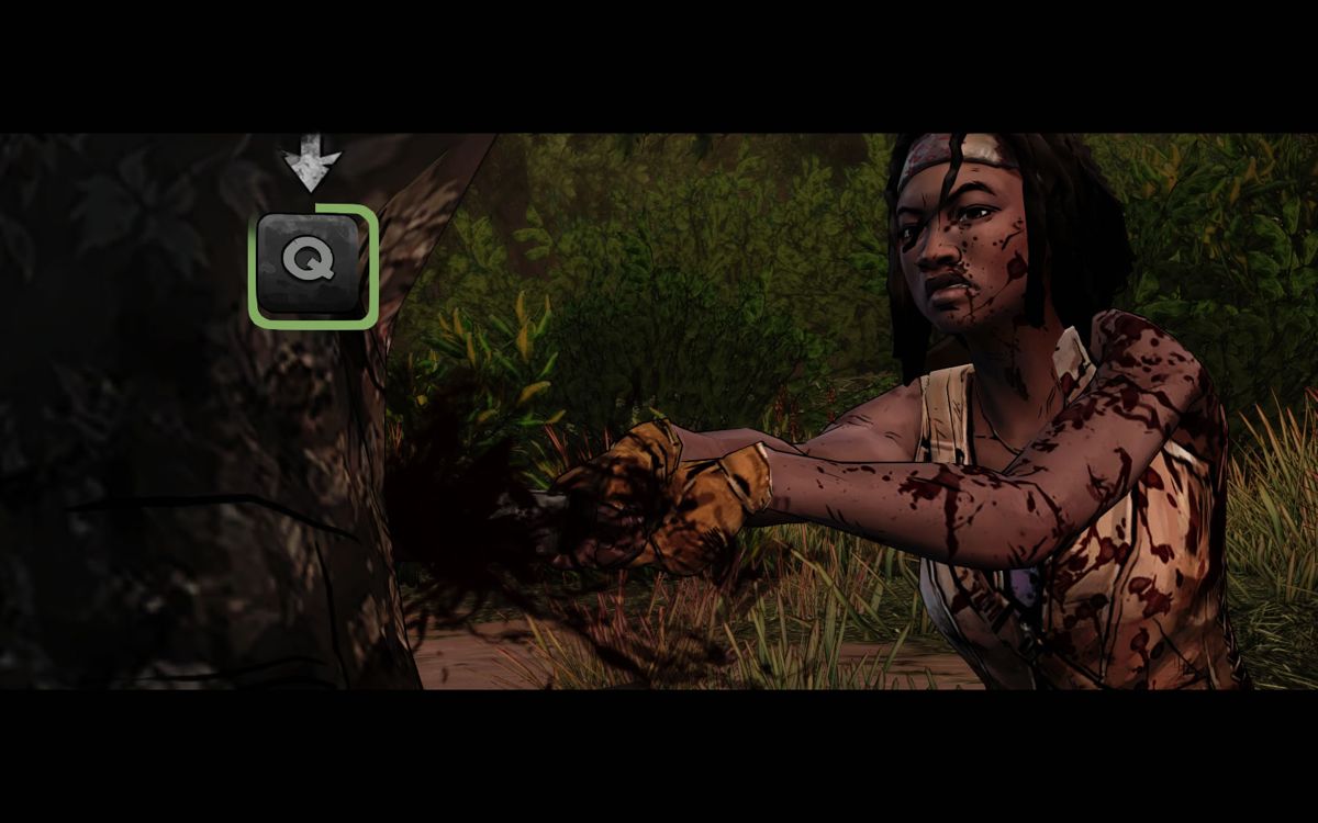 The Walking Dead: Michonne (Windows) screenshot: Episode 1 - Keep pressing the key to kill the walker