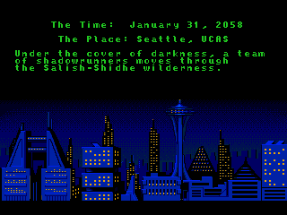 Shadowrun (Genesis) screenshot: Opening cinematic - Over Seattle