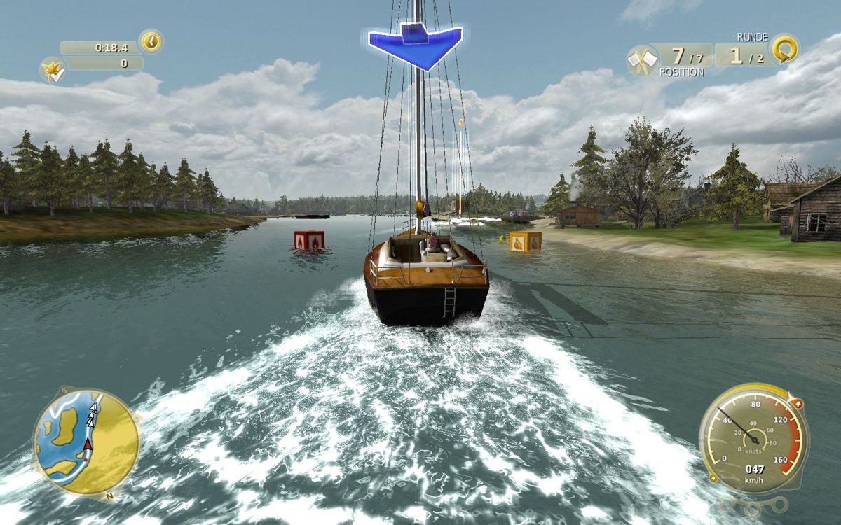 Power Boat GT (Windows) screenshot: Fast race with a sailboat