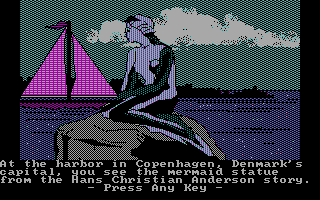 The Spy's Adventures in Europe (DOS) screenshot: Marmaid in Copenhagen...