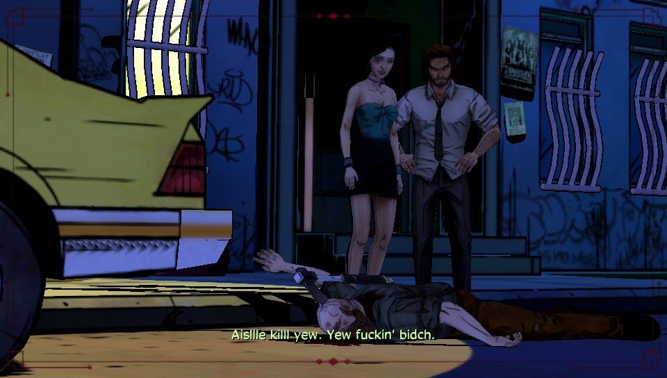 The Wolf Among Us (PS Vita) screenshot: Episode 1 - Fables are not so easily killed... axe in the head... yup, he'll be fine