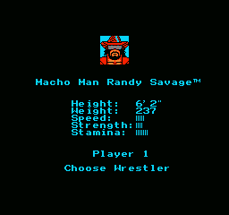 WWF King of the Ring (NES) screenshot: Choosing a wrestler to play as
