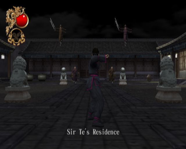 Crouching Tiger Hidden Dragon (PlayStation 2) screenshot: Scene 1 - Dark Path: Jen has stolen a sword but has been discovered. Here come the guards