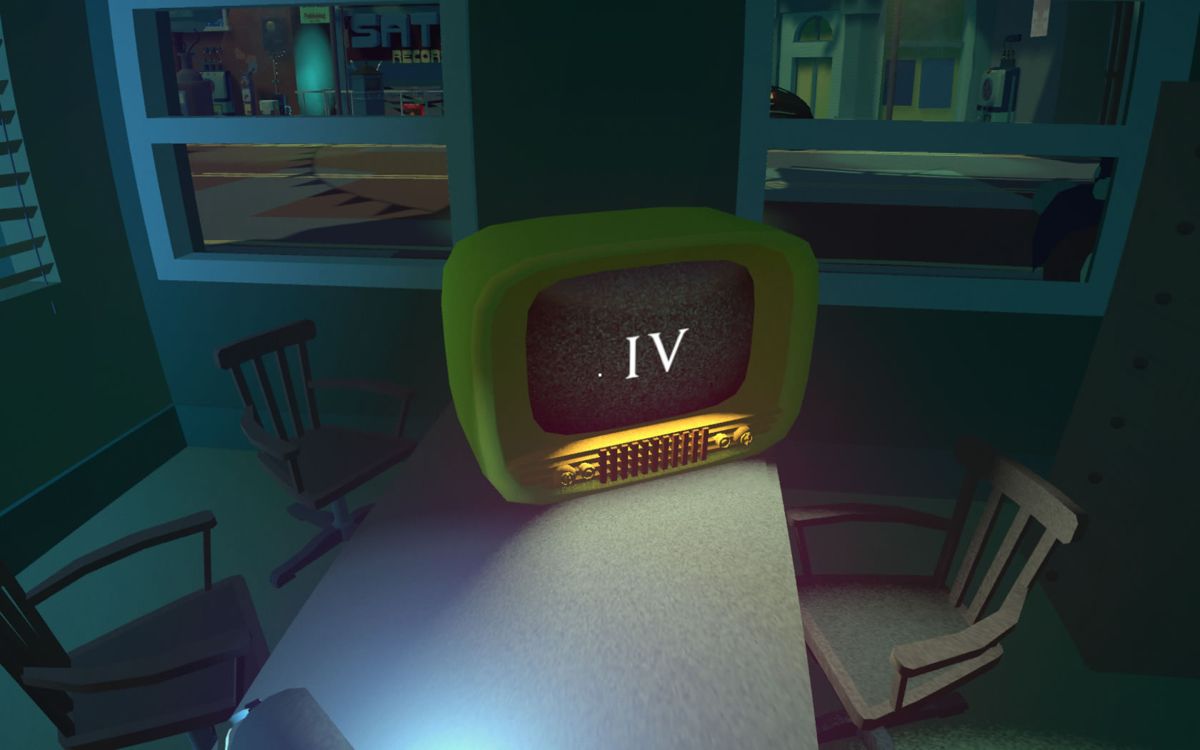 Californium (Windows) screenshot: The TV shows you need to find four more anomalies in this environment.