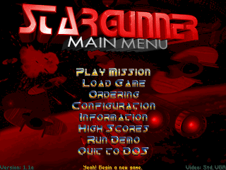 Stargunner (DOS) screenshot: Main menu