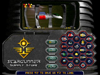 Stargunner (DOS) screenshot: Supply store