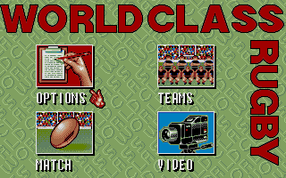 World Class Rugby: Five Nations Edition (DOS) screenshot: Main menu (VGA)