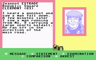 The Sydney Affair (Commodore 64) screenshot: Asking the witness...