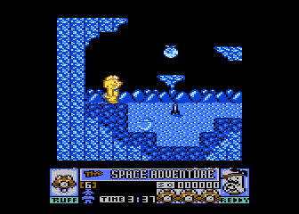Ruff and Reddy in the Space Adventure (Atari 8-bit) screenshot: Starting location