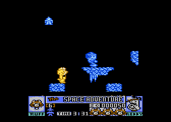 Ruff and Reddy in the Space Adventure (Atari 8-bit) screenshot: Some other enemies