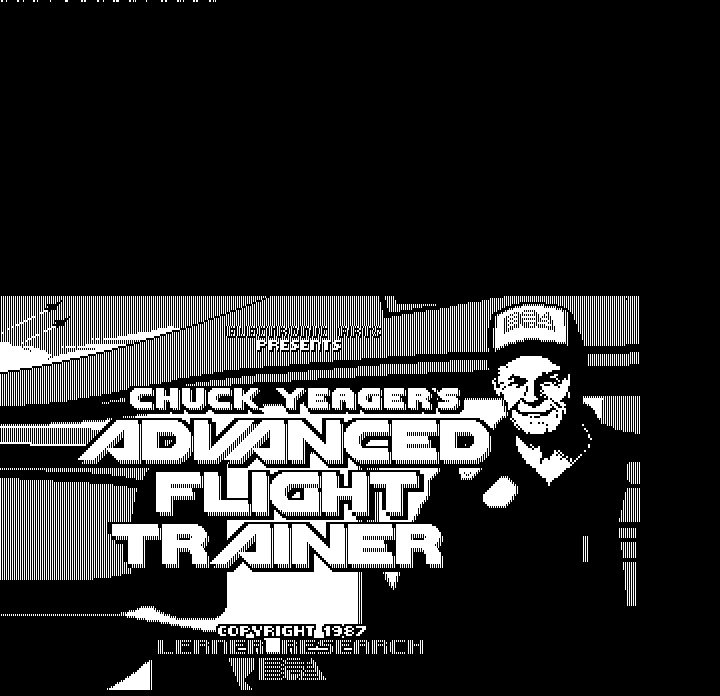 Chuck Yeager's Advanced Flight Simulator (DOS) screenshot: Title screen (Hercules Monochrome)