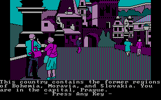 The Spy's Adventures in Europe (DOS) screenshot: You are in Czechoslovakia...