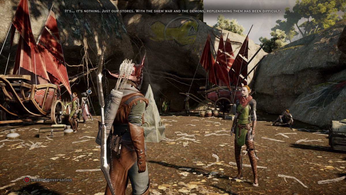 Dragon Age: Inquisition (PlayStation 4) screenshot: Visiting elven camp