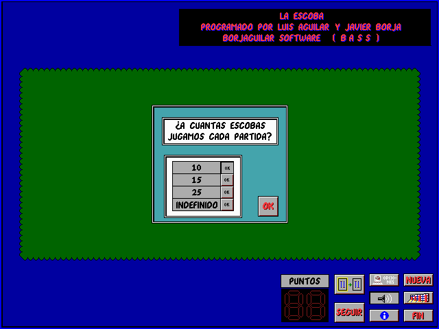 La escoba (DOS) screenshot: Title Screen and Number of Escobas selection