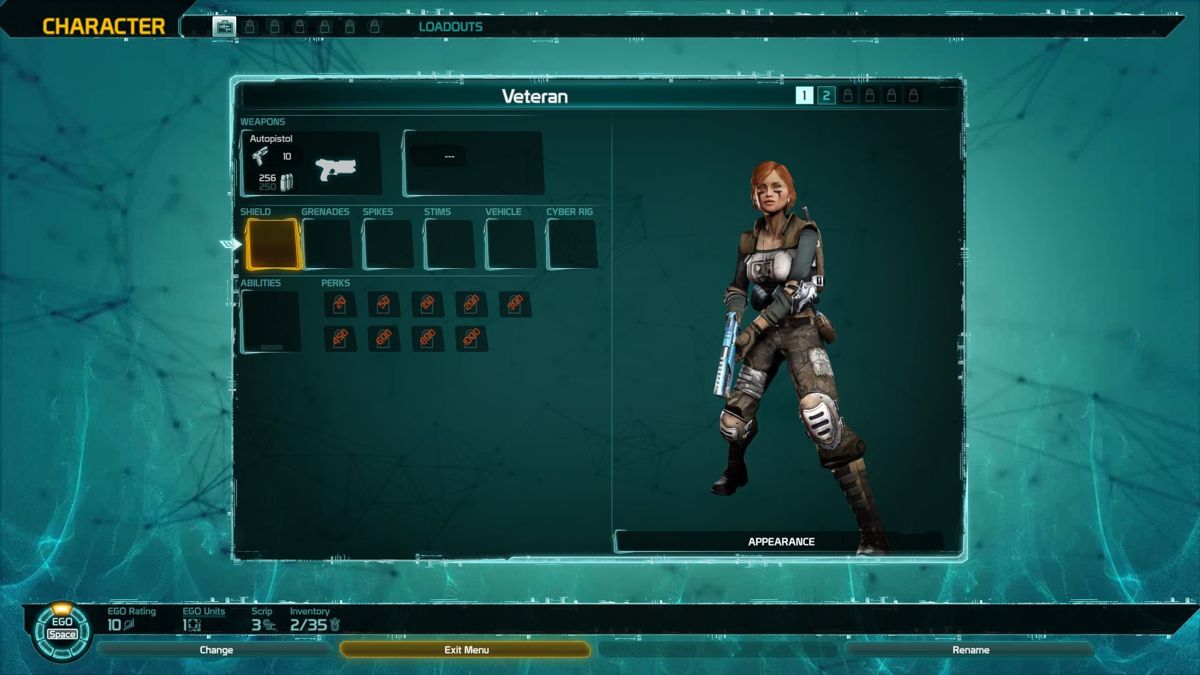 Defiance (Windows) screenshot: Tutorial: When an equipment pod is found the player first opens it then uses the loadout key 'L' to equip themselves with any new kit