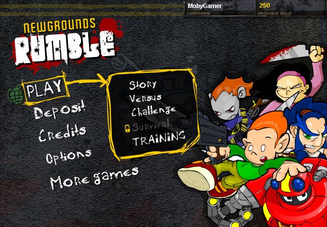 Newgrounds Rumble (Browser) screenshot: Main menu