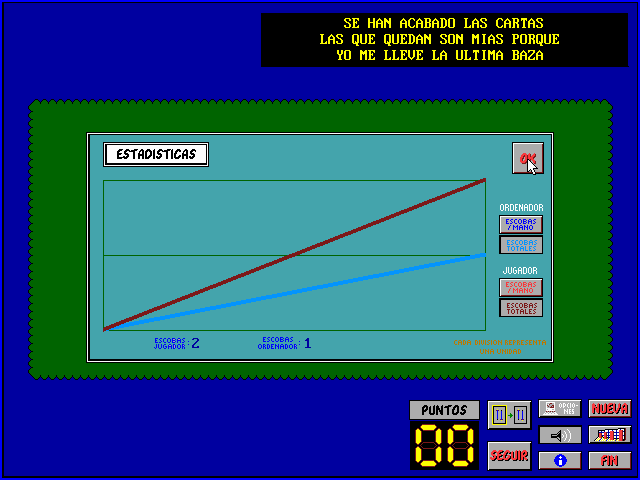 La escoba (DOS) screenshot: Statistics...