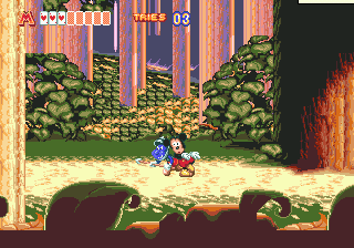 World of Illusion Starring Mickey Mouse and Donald Duck (Genesis) screenshot: Forest level
