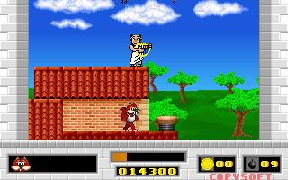 Skunny: Save Our Pizzas! (DOS) screenshot: A jump booster!