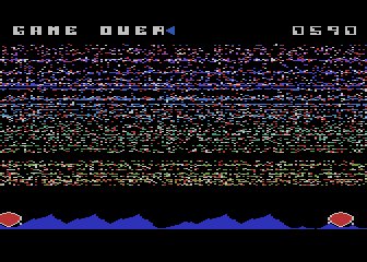 The Eliminator (Atari 8-bit) screenshot: I lost my last life. Game over.