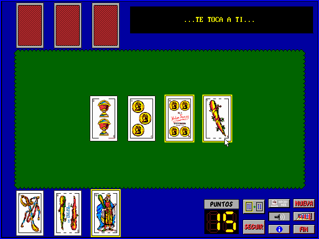 La escoba (DOS) screenshot: Composing 15 points to make a capture...